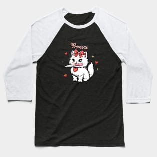 Gemini Sassy Valentines Kitty Baseball T-Shirt